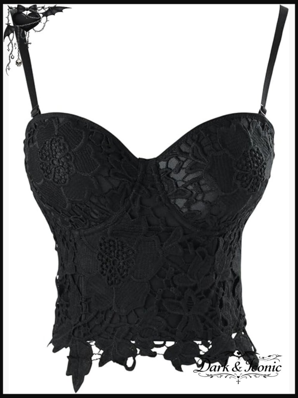 Lace Floral Bustier Corset Crop Top with Straps